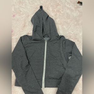 cropped grey shein zip up jacket size xs